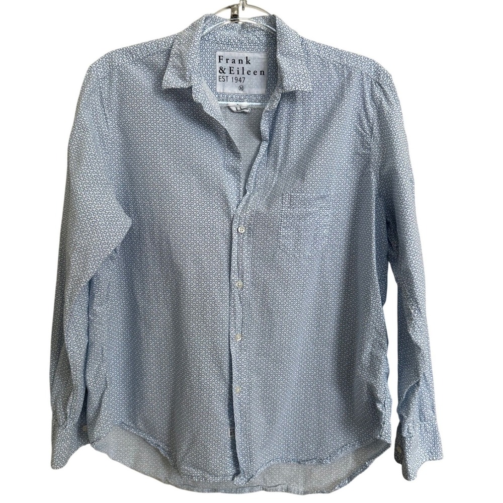Frank & Eileen Eileen Woven in Italy Blue Floral Ditsy Button Down M